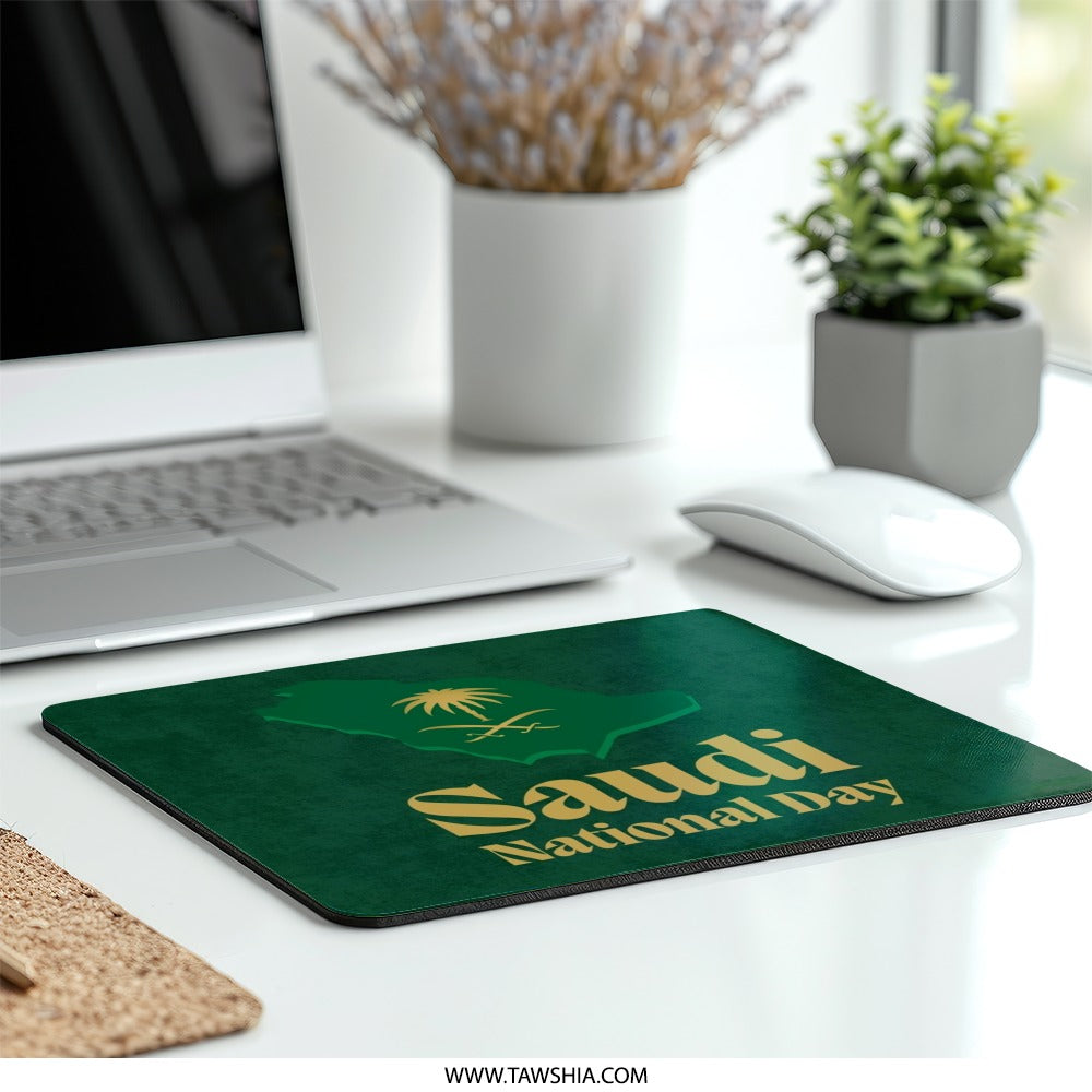 Saudi National Day Mouse Pad, Kingdom of Saudi Arabia Map, KSA Flag Desk Accessory, National Day Gift, Desk Decor - Tawshia