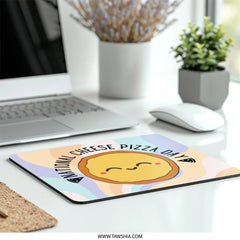 Cheese Pizza Day Mouse Pad, Cute Pizza, Foodie Gift, National Pizza Day, Office Decor, Kawaii Mousepad, Desk Accessories, Pizza Lover Gift - Tawshia