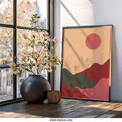 Minimalist Mountain Wall Art, Sunset Landscape Print, Abstract Geometric Art, Scandinavian Home Decor, Modern Nature Art - Tawshia