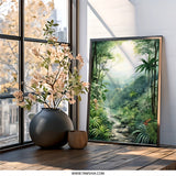 Tropical Forest Wall Art, Jungle Landscape Print, Lush Greenery Decor, Nature Painting Artwork, Exotic Scenery Poster - Tawshia