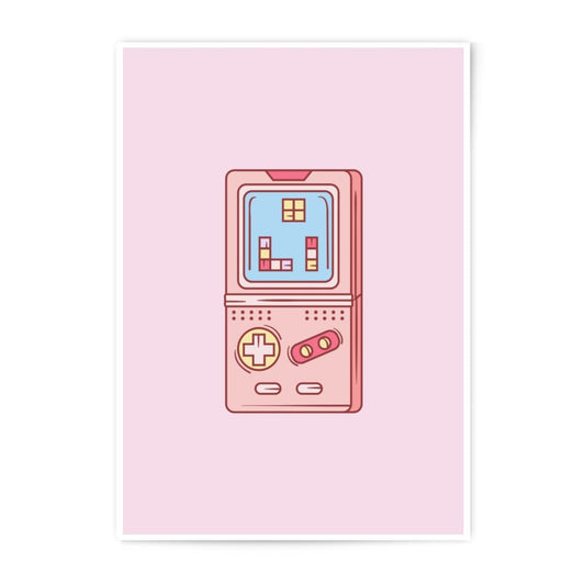 Pink Game Console Photographic Prints, Retro Gaming Art, 90s Nostalgia Decor, Tech Lover Gift, Fun Wall Art, Colorful Prints - Tawshia