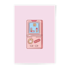 Pink Game Console Photographic Prints, Retro Gaming Art, 90s Nostalgia Decor, Tech Lover Gift, Fun Wall Art, Colorful Prints - Tawshia