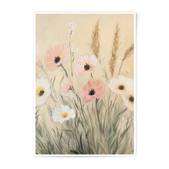 Floral Photographic Print, Pink White Flower Art, Botanical Print, Meadow Wall Art, Neutral Home Decor, Floral Still Life, Floral Field Art - Tawshia