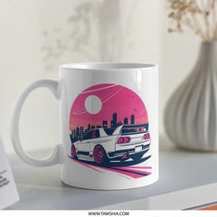 Skyline R33 Mug, JDM Mug, Car Enthusiast Mug, Japanese Car Mug, Vaporwave Mug, Cityscape Mug, Racing Mug - Tawshia
