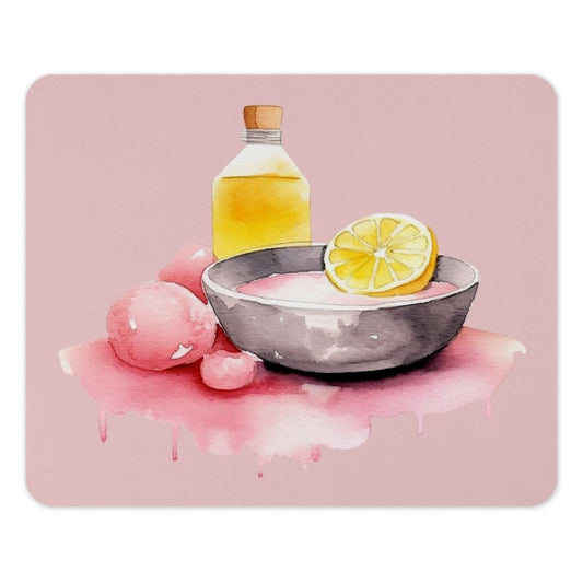 Spa Day Mouse Pad, Watercolor Lemon, Bath Bomb, Gift for Her, Cute Desk Accessories, Unique Mousepad, Work from Home, Computer Pad - Tawshia