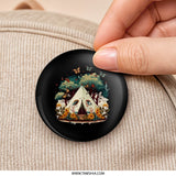 Camping Adventure Pinback Button, Tent in Nature, Butterfly Art Badge, Floral Camping Scene Button, Outdoor Lover Gift, Cute Backpack Pin - Tawshia