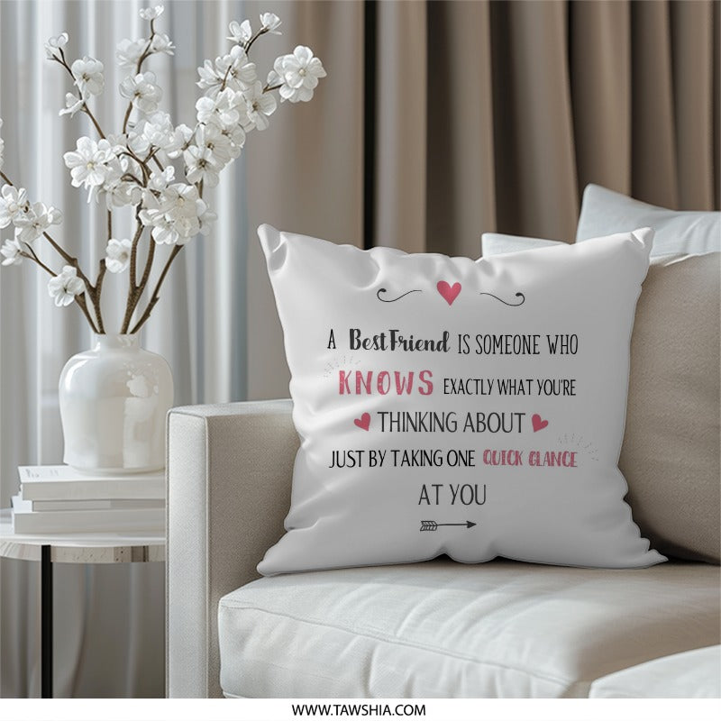 Best Friend Pillow, Friendship Quote Throw Pillow, Gift for Bestie, Home Decor Pillow, Decorative Pillow, Sentimental Friend Gift - Tawshia