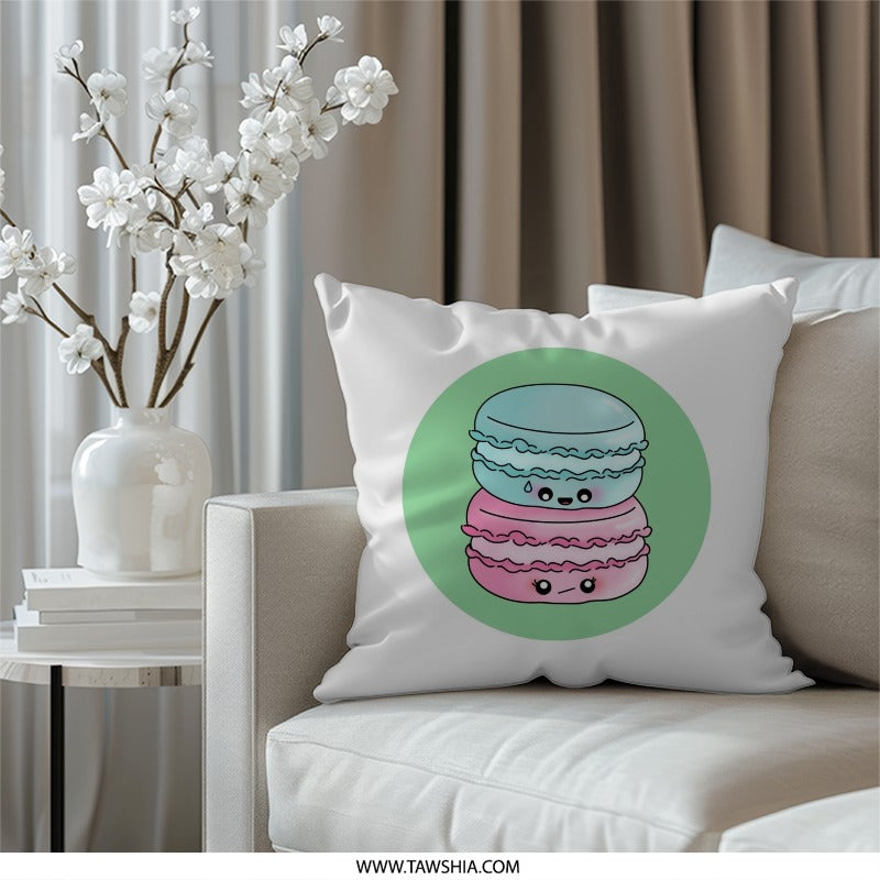 Macaron Stack Pillow, Cute Food Pillow, Kawaii Pillow, Dessert Pillow, Pastel Color Pillow, Stacked Macarons Throw Pillow, Home Decor - Tawshia