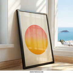Sunset Circle Wall Art, Abstract Sun Art Print, Modern Home Decor, Geometric Wall Hanging, Minimalist Art for Living Room - Tawshia