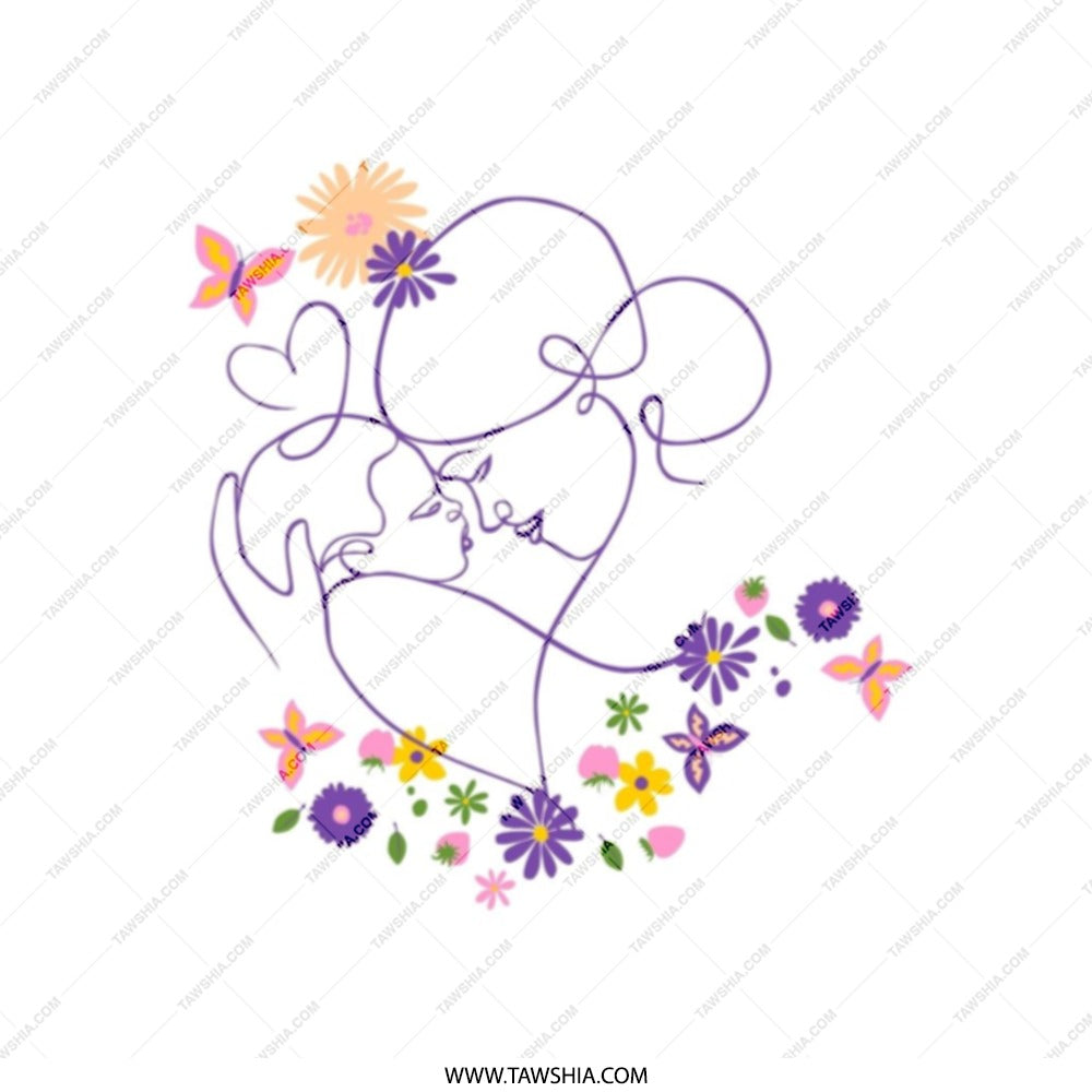 Mother and Child Tote Bag, Floral Butterfly Art, Minimalist Line Drawing, Elegant Everyday Tote, Gift for Mom, Stylish Shopping Bag - Tawshia