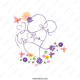 Mother and Child Tote Bag, Floral Butterfly Art, Minimalist Line Drawing, Elegant Everyday Tote, Gift for Mom, Stylish Shopping Bag - Tawshia
