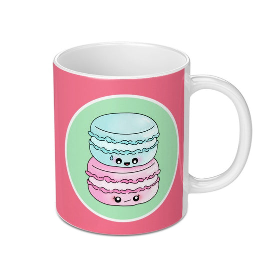 Cute Macarons Mug, Kawaii Dessert Coffee Cup, Sweet Treat Gift, Pastel Colors Mug, Foodie Gift Idea, Unique Coffee Mug, Funny Macaron Mug - Tawshia