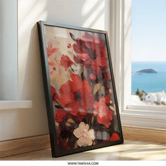 Red Poppy Wall Art, Floral Painting Print, Botanical Wall Decor, Flower Art Print, Red Floral Wall Decor, Poppy Art Print, Framed Wall Art - Tawshia
