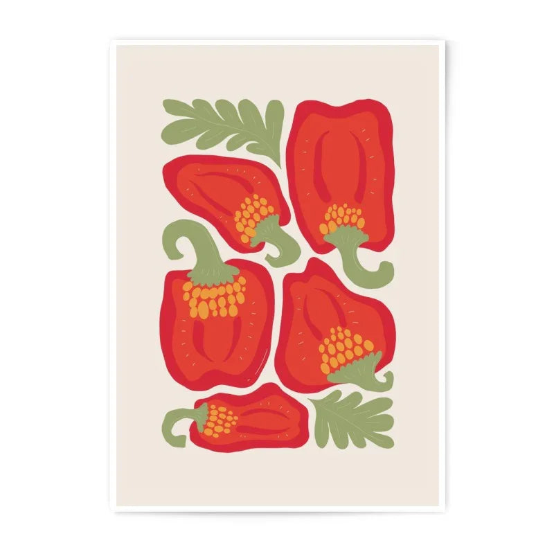 Red Bell Pepper Photographic Print, Kitchen Art, Modern Food Art Print, Vegetable Art Print, Colorful Still Life Wall Decor - Tawshia
