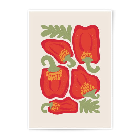 Red Bell Pepper Photographic Print, Kitchen Art, Modern Food Art Print, Vegetable Art Print, Colorful Still Life Wall Decor - Tawshia
