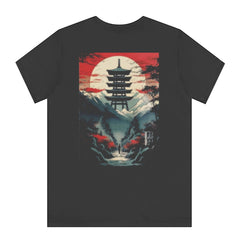 Japanese Pagoda Scenery Black Graphic Tee product type