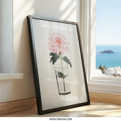 Pink Chrysanthemum Wall Art, Floral Still Life Print, Botanical Illustration, Flower in Glass, Delicate Floral Artwork, Home Decor - Tawshia