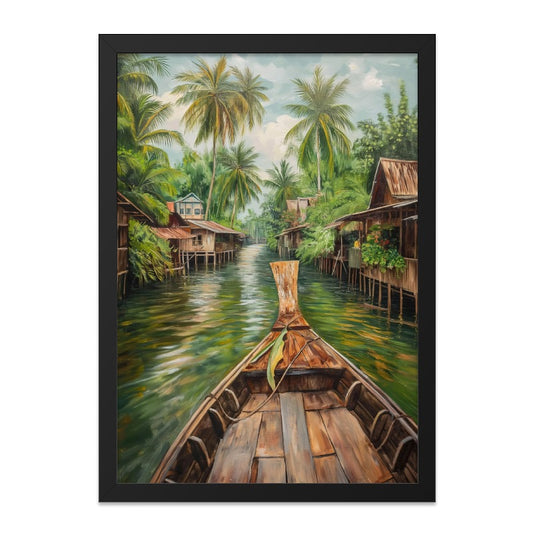 Thai River Wall Art, Longtail Boat Print, Thailand Art, Tropical Landscape, Exotic Travel Decor, Southeast Asia Wall Decor, River Life - Tawshia