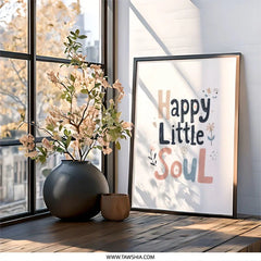 Happy Little Soul Wall Art, Nursery Decor, Kids Room Print, Inspirational Quote, Playroom Art, Pastel Colors, Cute Wall Art - Tawshia