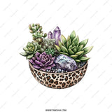 Succulent and Crystal Pillow, Leopard Print Planter Throw Pillow, Modern Home Decor Pillow, Decorative Pillows for Couch, Indoor Pillows - Tawshia