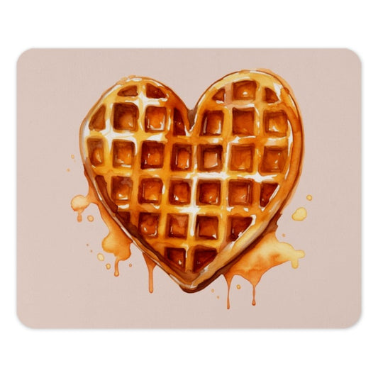 Heart Waffle Mouse Pad, Watercolor Food Art, Cute Desk Accessory, Office Decor, Unique Gift Idea, Heart Shaped Breakfast, Sweet Treat Design - Tawshia