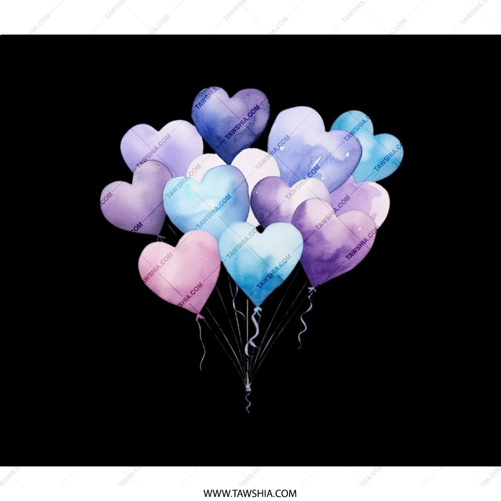 Heart Balloons Backpack, Watercolor Heart Balloons Design, Cute Heart Balloons Backpack for School, Travel, Everyday Backpack - Tawshia