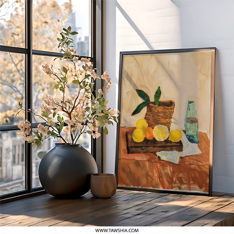 Citrus Still Life Wall Art, Fruit Painting Print, Kitchen Decor, Lemons Oranges Artwork, Modern Art Print, Contemporary Still Life Art - Tawshia