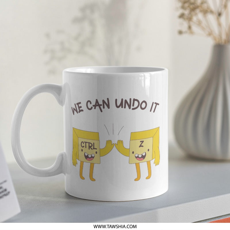 Undo It Mug, Ctrl Z Mug, Programmer Mug, Computer Geek Gift, Keyboard Shortcuts, Cute Cartoon Characters Mug, Office Gift, Funny Mug - Tawshia