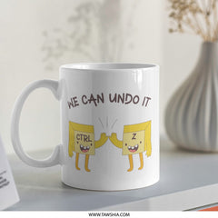 Undo It Mug, Ctrl Z Mug, Programmer Mug, Computer Geek Gift, Keyboard Shortcuts, Cute Cartoon Characters Mug, Office Gift, Funny Mug - Tawshia