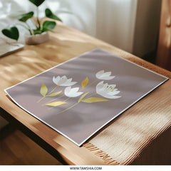 Floral Photographic Print, Minimalist Flower Art, White Tulip Photography, Botanical Wall Decor, Modern Home Decor, Flower Photography - Tawshia