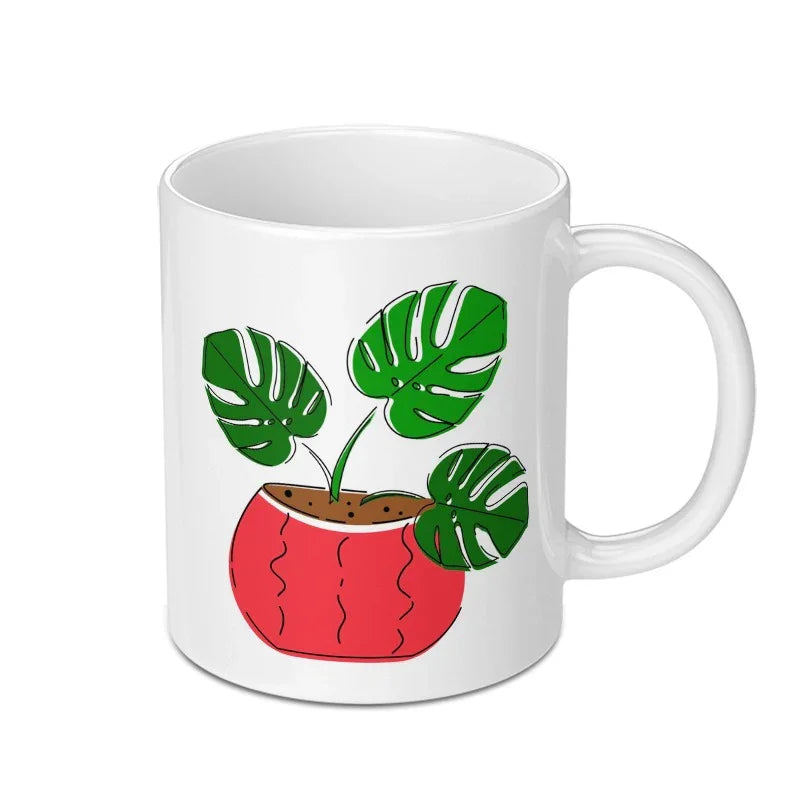 Monstera Mug, Plant Lover Gift, Trendy Home Decor, Houseplant Gift, Coffee Mug, Tea Mug, Unique Mug, Plant Mug, Tropical Mug - Tawshia