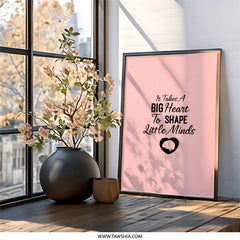 Teacher Appreciation Wall Art, Heart Shape Minds, Inspirational Quote, Teacher Gift, Classroom Decor, Thank You Teacher Wall Art - Tawshia