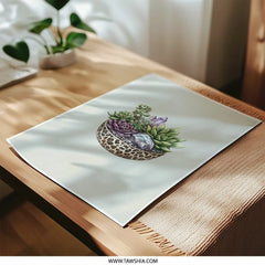Succulents Photographic Prints, Crystal Art Decor, Leopard Print Bowl, Nature Wall Art, Botanical Print, Home Decor, Stylish Gift - Tawshia