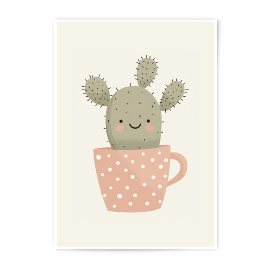 Cactus Photographic Print, Cute Plant Art, Nursery Decor, Kawaii Illustration, Home Decor, Unique Wall Art, Gift Idea - Tawshia