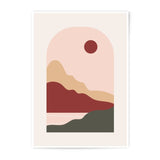 Abstract Landscape Photographic Print, Minimalist Boho Wall Art, Red Sun Mountain Scenery, Modern Home Decor, Printable Art - Tawshia