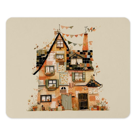 Whimsical House Mouse Pad, Quirky Cottage Decor, Unique Home Illustration, Colorful Desk Accessory, Artistic Mousepad, Cute Office Gift - Tawshia