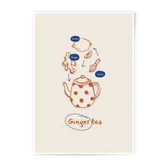 Ginger Tea Recipe Photographic Print, Kitchen Art Print, Lemon Ginger Wall Art, Minimalist Food Art, Tea Lover Gift, Recipe Illustration - Tawshia