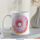 Donut Mug, Pink Sprinkled Donut, Food Mug, Sweet Treat Mug, Unique Mug, Watercolor Mug, Coffee Mug, Tea Mug, Cute Mug, Gift Idea - Tawshia
