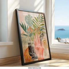Tropical Wall Art Print, Hand and Plant Art, Exotic Decor, Modern Home Decor, Nature Inspired Wall Decor, Botanical Art Print, Framed Art - Tawshia