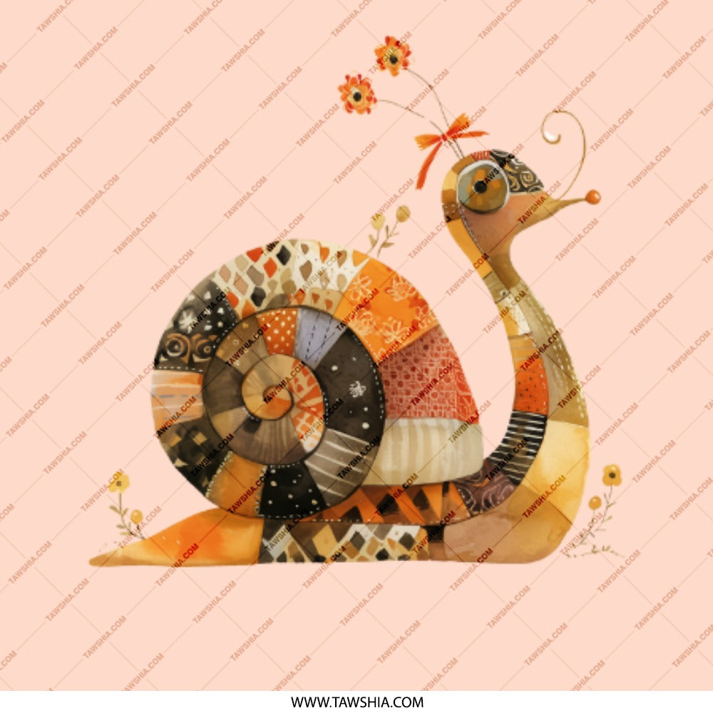 Patchwork Snail Pinback, Whimsical Snail Badge, Cute Animal Pin, Unique Snail Illustration, Snail Lover Gift, Button Pin - Tawshia