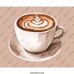 Latte Art Mouse Pad, Coffee Lover Gift, Watercolor Painting, Cute Desk Decor, Espresso Drink, Modern Home Office, Drinkware Inspired - Tawshia