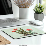 Blooming Cactus Mouse Pad, Desert Flower Art, Botanical Desk Decor, Southwest Home Office Gift, Floral Computer Accessory - Tawshia