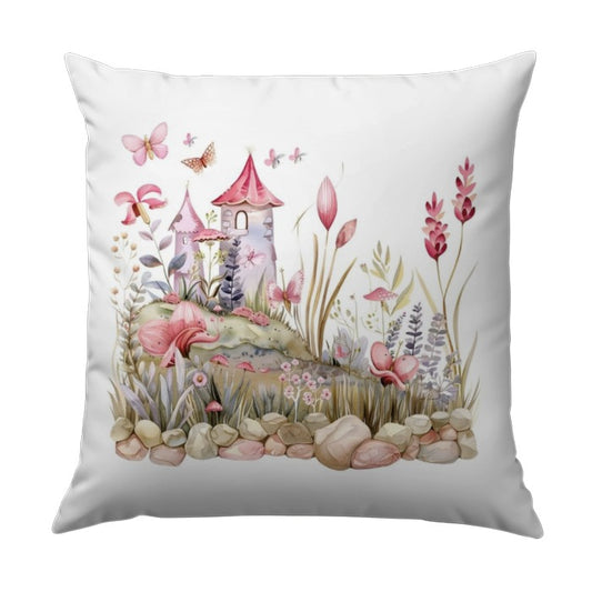 Fairytale Castle Pillow, Butterfly Garden Pillow, Fantasy Home Decor, Magical Kingdom Pillow, Whimsical Kids Room Decor, Unique Gift Idea - Tawshia