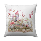 Fairytale Castle Pillow, Butterfly Garden Pillow, Fantasy Home Decor, Magical Kingdom Pillow, Whimsical Kids Room Decor, Unique Gift Idea - Tawshia