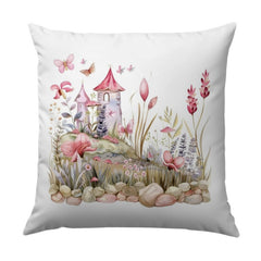 Fairytale Castle Pillow, Butterfly Garden Pillow, Fantasy Home Decor, Magical Kingdom Pillow, Whimsical Kids Room Decor, Unique Gift Idea - Tawshia