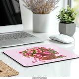 Floral Basket Mouse Pad, Pink Flower Mousepad, Cute Desk Decor, Home Office Accessories, Flower Basket Gift, Pretty Mousepad Gift Idea - Tawshia