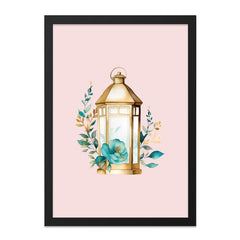 Lantern Wall Art, Floral Decor, Teal Flower Art, Botanical Print, Home Decor, Wall Decor, Living Room Art, Bedroom Art, Framed Art - Tawshia