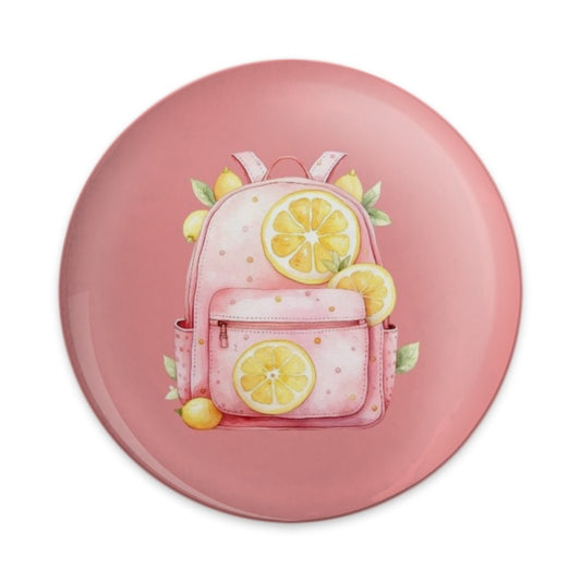 Lemon Backpack Pinback Button, Cute Fruit Badge, Pink Lemonade Aesthetic, School Accessories, Trendy Backpack Pin, Summer Vibes, Gift Idea - Tawshia