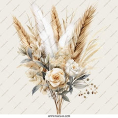 Boho Floral Pinback Button, Wheat and Rose Bouquet Button, Neutral Tone Button, Decorative Pin Button, Flower Arrangement Button - Tawshia