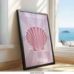 Pink Seashell Wall Art, Coastal Decor Print, Beach House Art, Ocean Theme Artwork, Modern Nautical Wall Decor, Shell Art Print, Summer Home - Tawshia